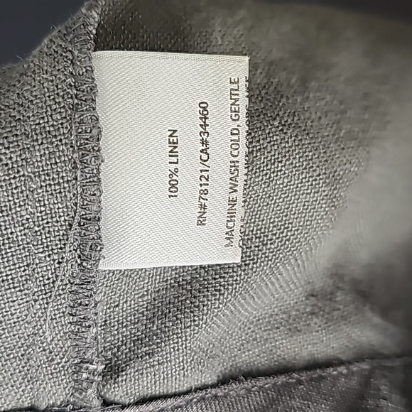 Eileen Fisher Thick Waisteband Gray Linen Wide Leg High Rise Pants 12 - Picture 11 of 12